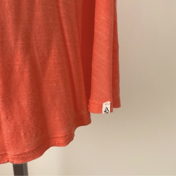 Volcom True To This Deep V Plunge Coral Midi Dress Embroidered Size Medium - Picture 6 of 8